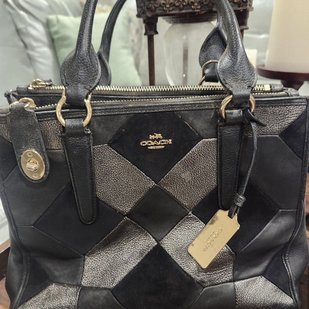 Coach Exquisite Black and Gray Women's Bag With Gold Hardware-Stunning Bag